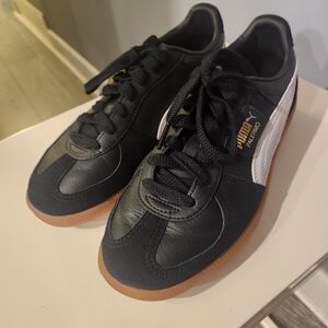 Puma Black and White Leather Trainers